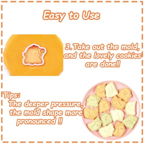 Mini Ghost Cookie Cutters Set - 8 Pieces Halloween Baking Stamps - Ghost-1 Variation