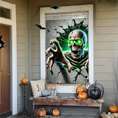 Halloween Creepy Doll Window Cover - 31x47 Inch Polyester Decor