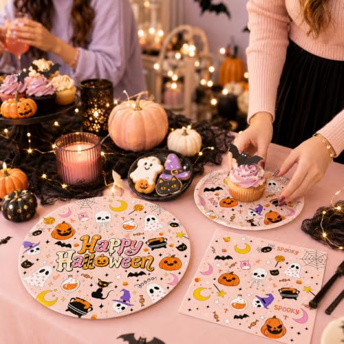 Halloween Plates and Napkins Set - 200 Pcs Party Tableware for Festive Events