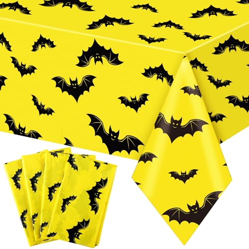 Halloween Bat Tablecloth Set - Disposable 4-Pack for Party Decor
