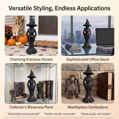 Gothic Halloween Witch Statue - 11.8-Inch Resin Fantasy Decor Figurine
