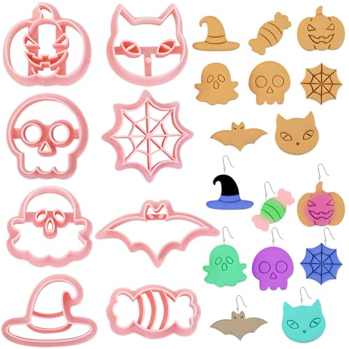 Halloween Cookie Cutter Set 8 Pcs Ghost Pumpkin Mold for Cookies Cake & Clay