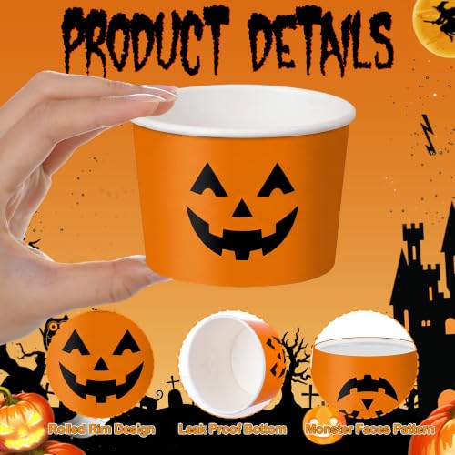 Halloween Grimace Snack Bowls Set - 48 Disposable Paper Cups for Parties