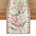 Pink Tulip Bloom Floral Table Runner 13x48 Inch Spring Summer Home Decor