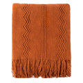 Rust Throw Blanket for Couch - Caramel 50x60 Inches, Soft Acrylic Bed Cover