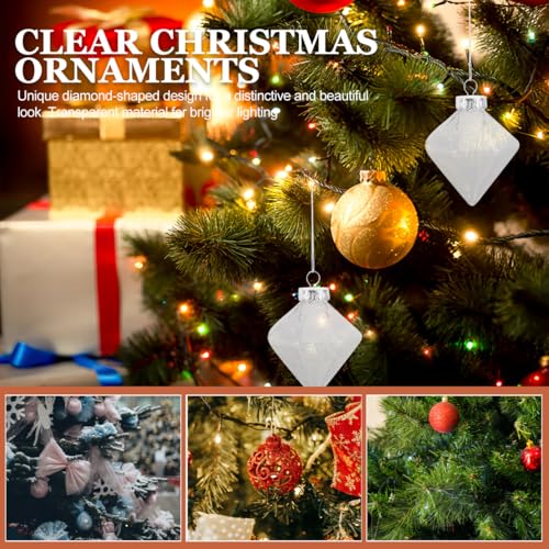 Fillable Christmas Ornaments Balls Set - Clear Plastic Holiday Decorations, 12 pcs