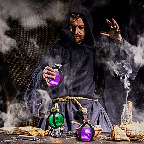 Halloween Glass Potion Bottles with Cork and Leather Belt Set - Witch Costume Accessories