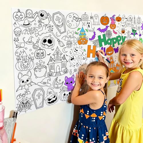 Halloween Coloring Tablecloth 31x72 Inch Kids Art & Party Decor