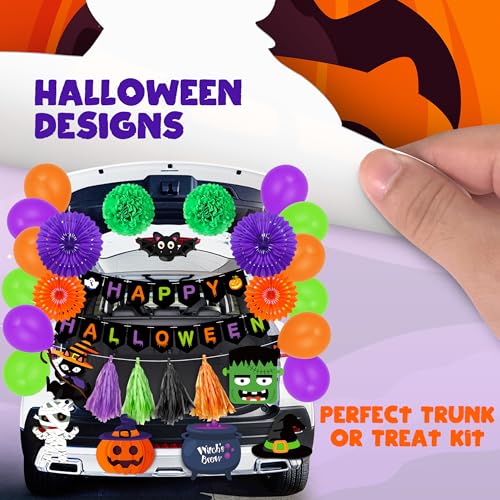 Halloween Car Decorations Kit with Banner Balloons & Tassels for SUV Truck