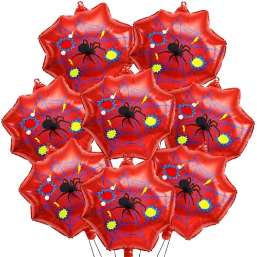 Spider Web Balloon Set - 8 Foil Balloons for Halloween & Party Decor (Spider Theme)