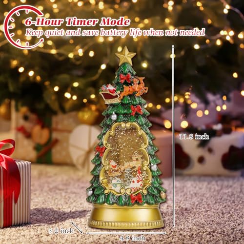 Christmas Snow Globe Lantern with Reindeer Vehicle - Musical & Timer Decor