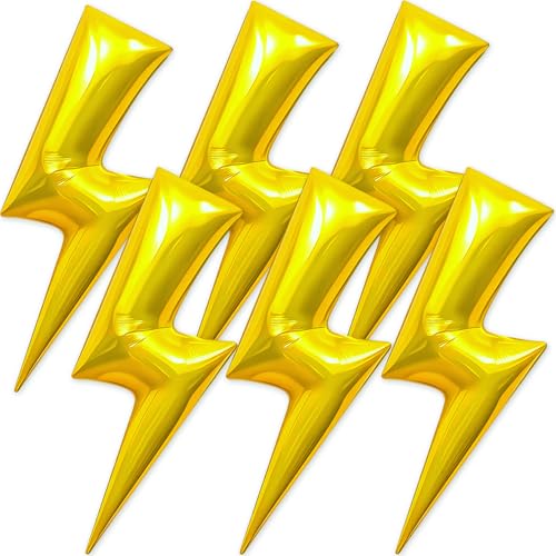 Giant Lightning Bolt Balloons 6-Pack - 45 Inch Superhero Party Decor