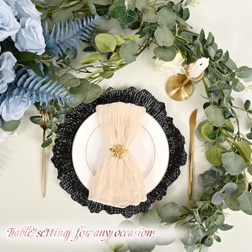 50 Pack Black 13-Inch Reef Charger Plates - Elegant Disposable Tableware