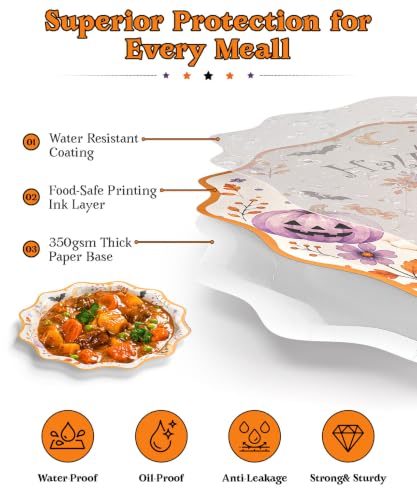 150Pcs Heavy-duty Halloween Plates and Napkins Set Disposable Paper