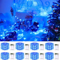 Blue LED Christmas Fairy Lights 8 Pack 50 Bulbs Battery Operated Indoor Outdoor