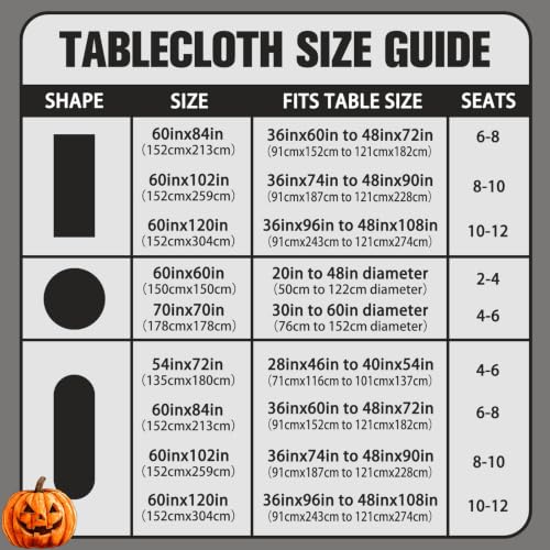 Halloween Rectangle Tablecloth 60x120 Inch with Dots Bow Pumpkin Spider Web Bat Waterproof & Wrinkle-Resistant - Variation: Pumpkin 120" x 60"