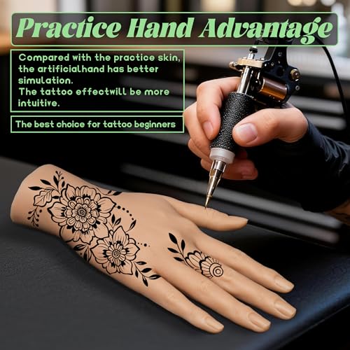Silicone Practice Hand for Tattoo, Makeup, Medical Training, and Display