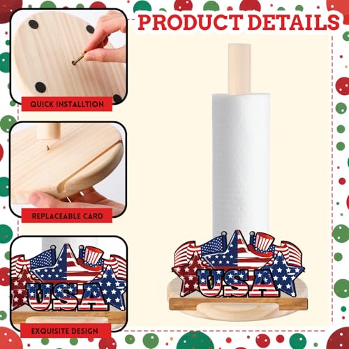 Interchangeable Wooden Paper Towel Holder with Holiday Signs - Classic