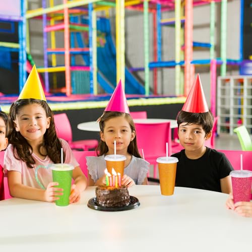 White Reusable Plastic Halloween Cups with Lids & Straws - 24 oz Bulk Party Drinkware