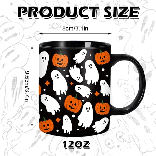 Halloween Mug Ghost Pumpkin Coffee Mug Black 12oz - Ghost & Pumpkin Design