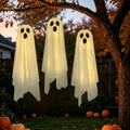 Halloween Ghost Decor Light-Up Hanging Ghosts - 3 Pack, Spooky Outdoor Decor with Fairy Lights