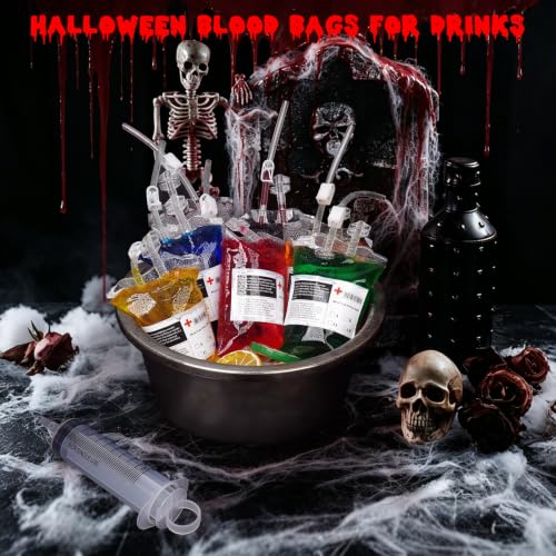 20 Pack Halloween Blood IV Bags Pouches - 11.8 Fl Oz Party Drink Set Variation of THIS listing: 11.8 Fl Oz / 20