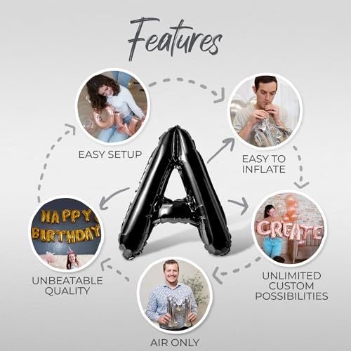 Black Letter Balloons - 16 Inch Alphabet Foil Mylar Halloween Party Banner - Drink Up Witches