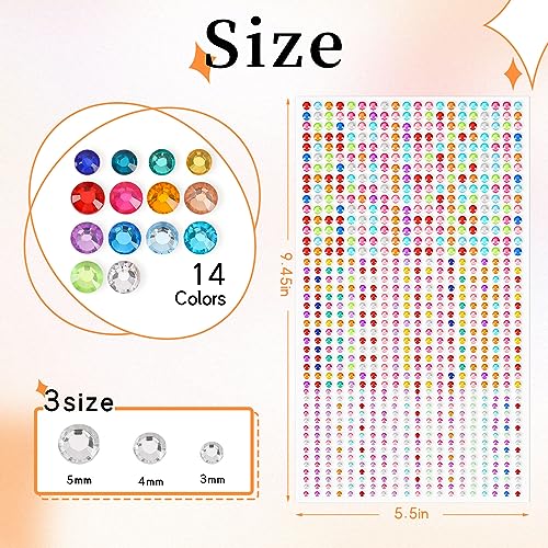 Self-Adhesive Face Gems Set - 2700pcs Bright Rhinestones for Makeup & Crafts