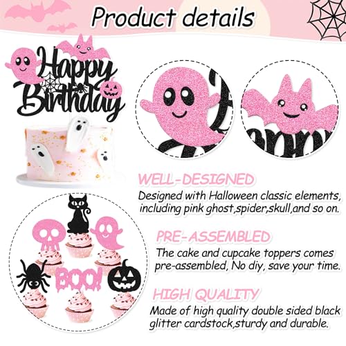 Halloween Cake Topper and Cupcake Picks Set - 25 Pcs Spooky Party Decorations