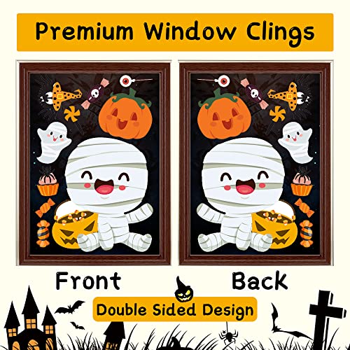 6 Sheet Halloween Window Clings - Cute Spooky Stickers for Kids & Home Decor