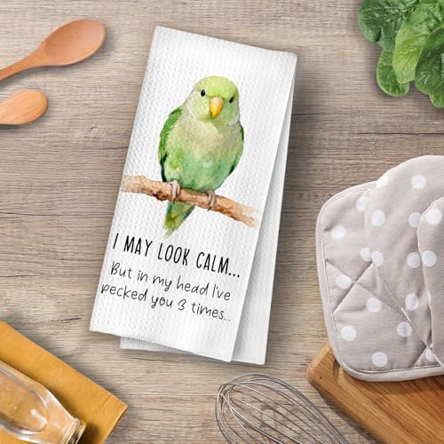 Parrot Kitchen Towels - Bird Lover Decorative Waffle Dish Towels - Parrot-01