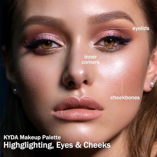 KYDA 4-In-1 Glow Face Palette - Shimmer Eye & Cheek Makeup Set, 4 Colors