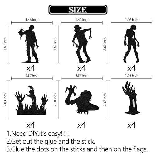 24Pcs Halloween Zombie Cupcake Toppers - Horror Party Decorations