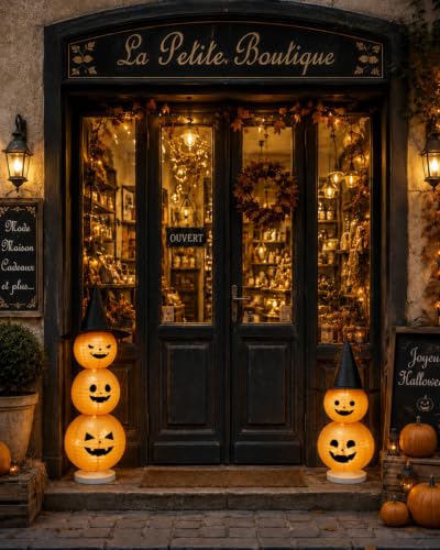 Halloween Jack O Lantern Pumpkin Paper Lantern Set with String Lights - 3 Lanterns