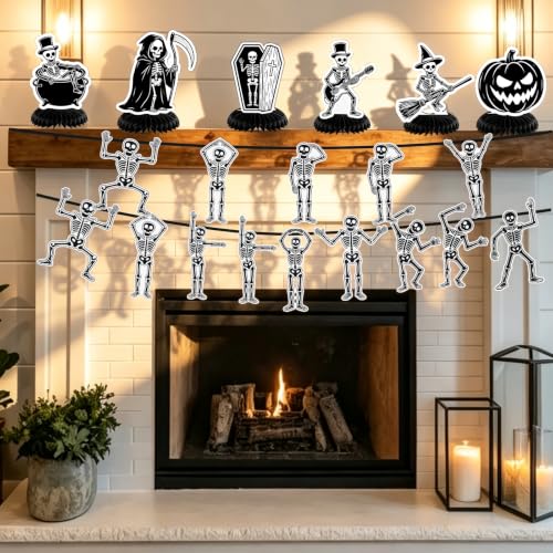 Halloween Skeleton Banner & Table Decor Set for Indoor Parties