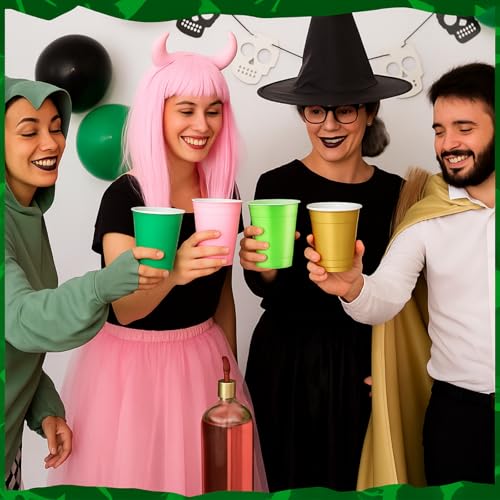 48 Pack Colorful Plastic Cups 12oz for Parties and Events - Witch Theme