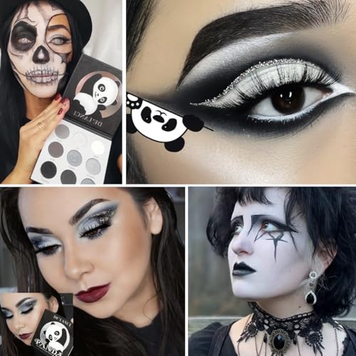 Goth Eyeshadow Palette Grey Black White Silver - Blendable Smokey Eye Makeup
