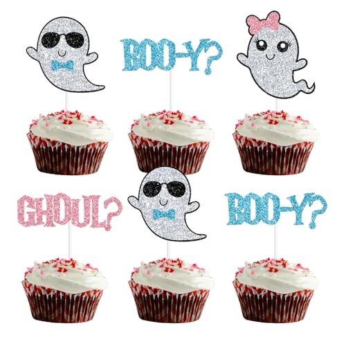 Halloween Ghost Cupcake Toppers - 24 Pack Spooky Party Decorations