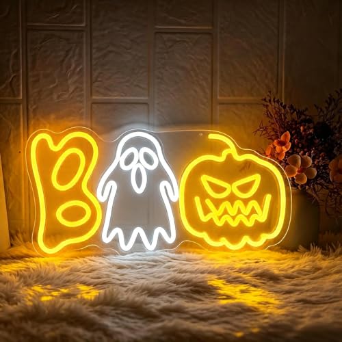 Halloween Boo Ghost Pumpkin Neon Sign USB Dimmable Wall Decor - Boo2