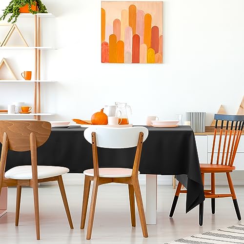 Disposable Black Plastic Tablecloths - 6 Pack, 54 x 108 Inches, Rectangle