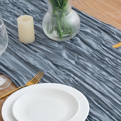 6 Pack Dusty Blue Cheesecloth Table Runners - Fall Wedding Decor 10FT