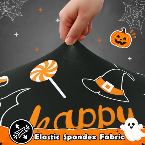 Elastic Fitted 6FT Rectangle Tablecloth - Black & Orange, 72 x 30 Inches