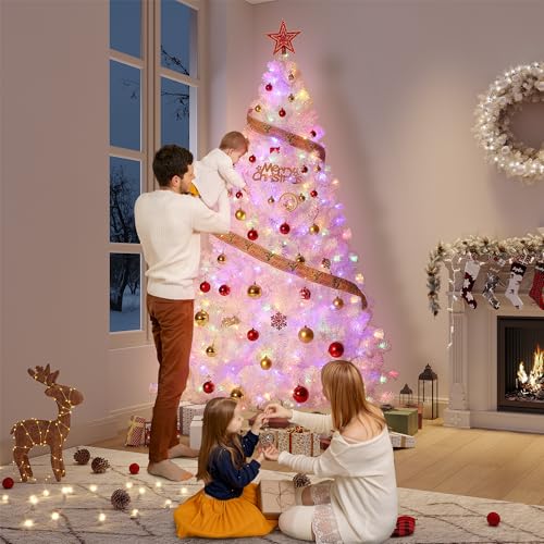 4ft White Christmas Tree with 150 LED Lights and 288 Branch Tips - Indoor Outdoor Holiday Decor - Garvee