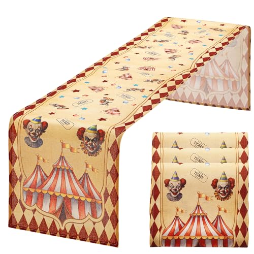 3PCS Halloween Circus Carnival Table Runners - Multi Color