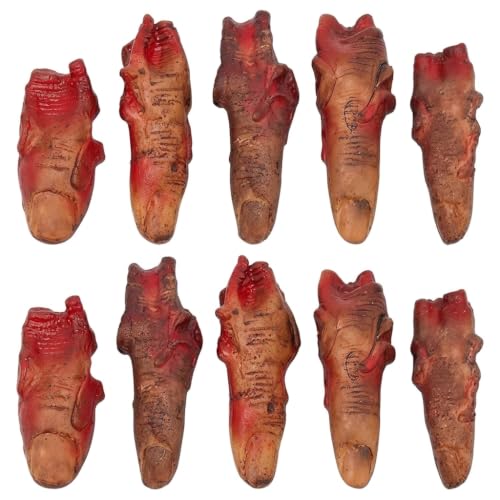 Halloween Fake Bloody Severed Finger Props - 10 Pack Prank & Costume Accessories