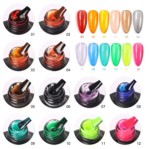 Major Dijit Jelly Gels Set - 12 Color 8ML Semi-Transparent Gel Nail Polish