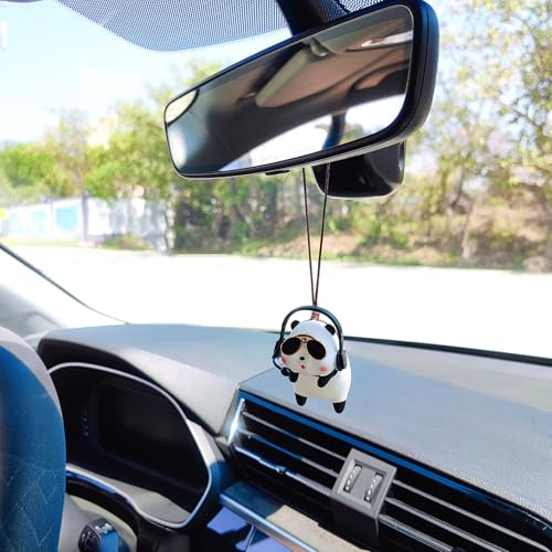 DJ Panda Rearview Mirror Hanging Ornament - Cute Panda Car Decoration, Car Accessory, Interior Decor