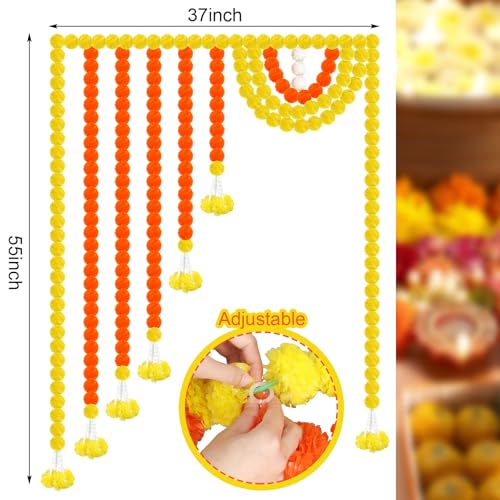 55-Inch Marigold Garland Toran Door Decoration for Diwali & Home Decor