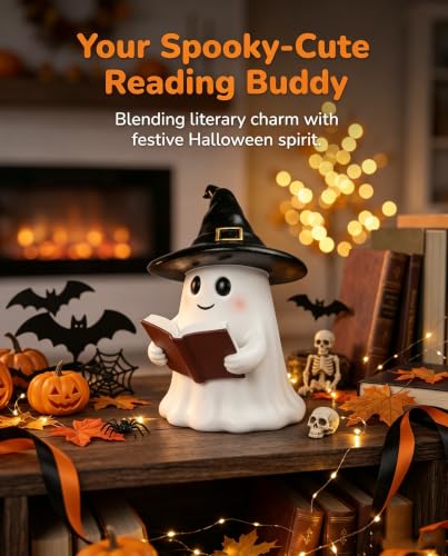 Small Reading Ghost Figurine Halloween Indoor Decor Cute Home Decoration