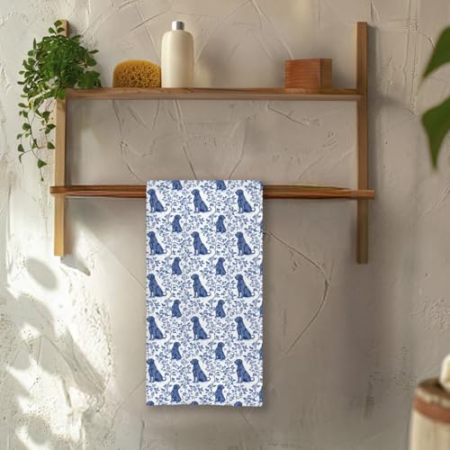 Black Labrador Kitchen Towels - Decorative Hand Towels for Kitchen & Bathroom - 16x24 Inch